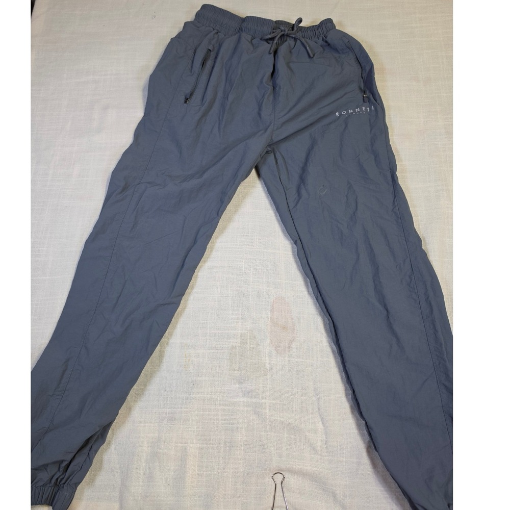 Sonneti London Mens Grey Track Pants Joggers Size Medium Zipper Pockets